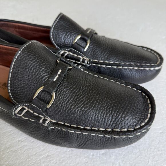 Bacco Bucci Studio 8627-14 Men\'s Black Leather Driving Loafers Size 10.5